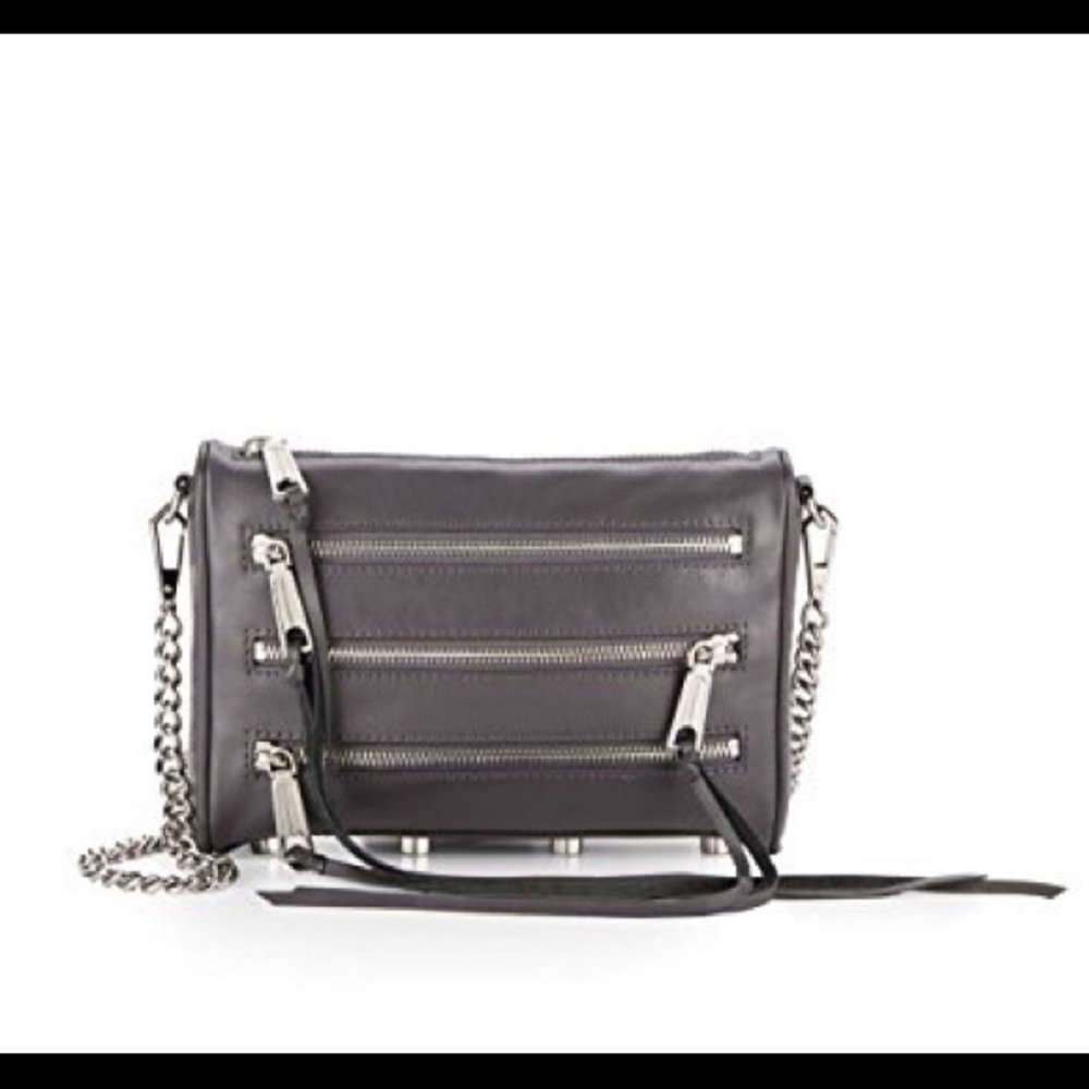 Grey Rebecca Minkoff 5 zip crossbody bag